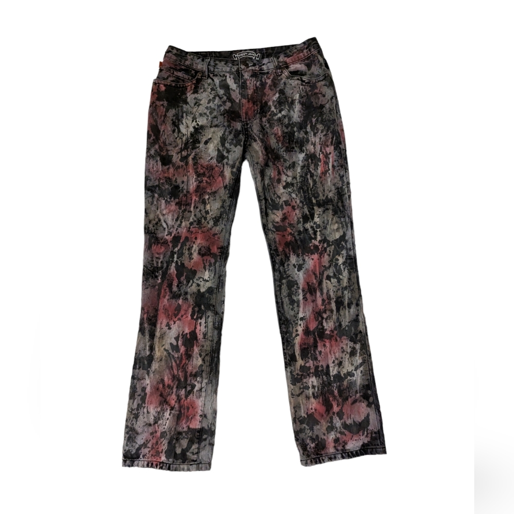 Robins Jean Men's Black Tie Dyed Sequin Straight Leg Jeans Size 34 x34